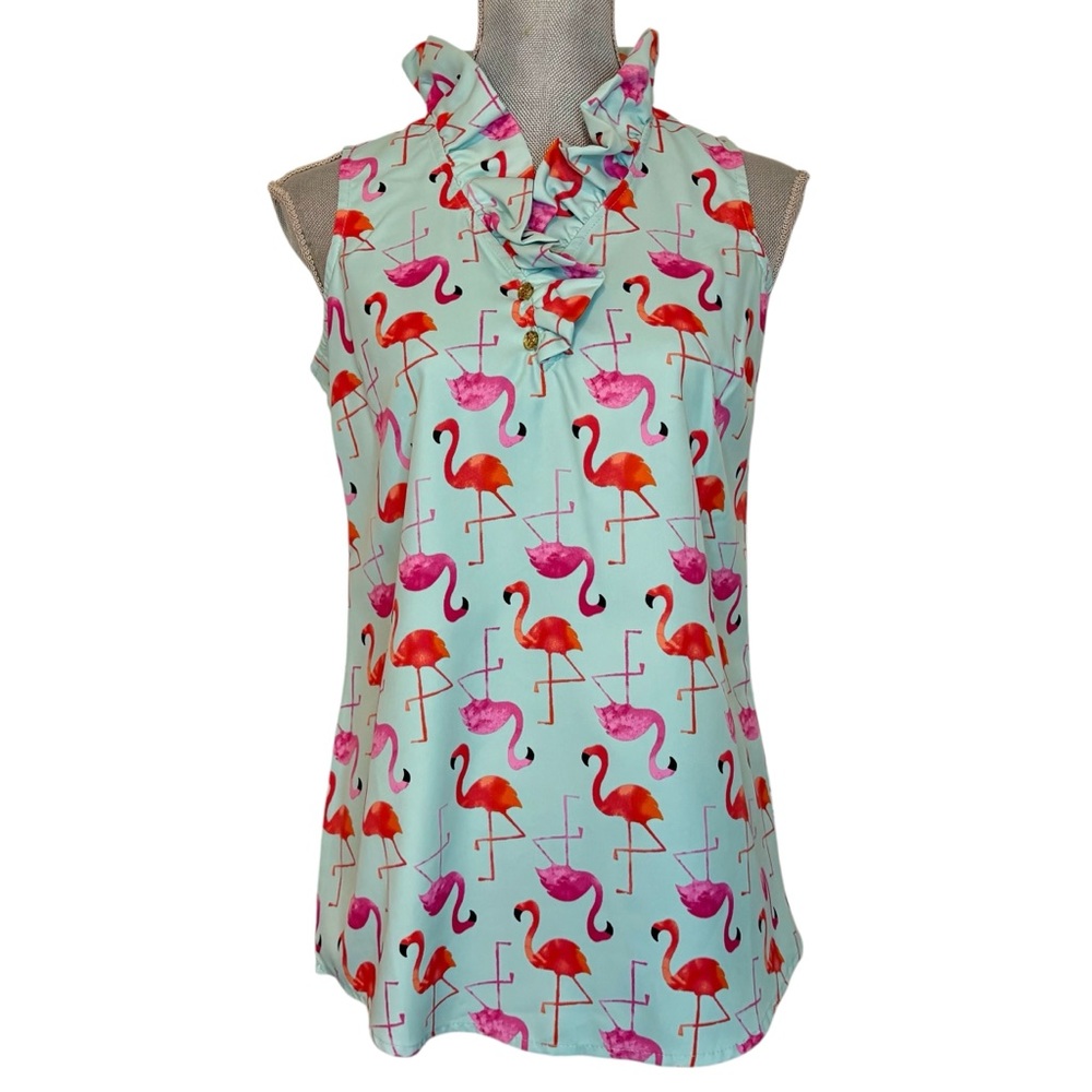Mud Pie Flamingo Print Sleeveless Top